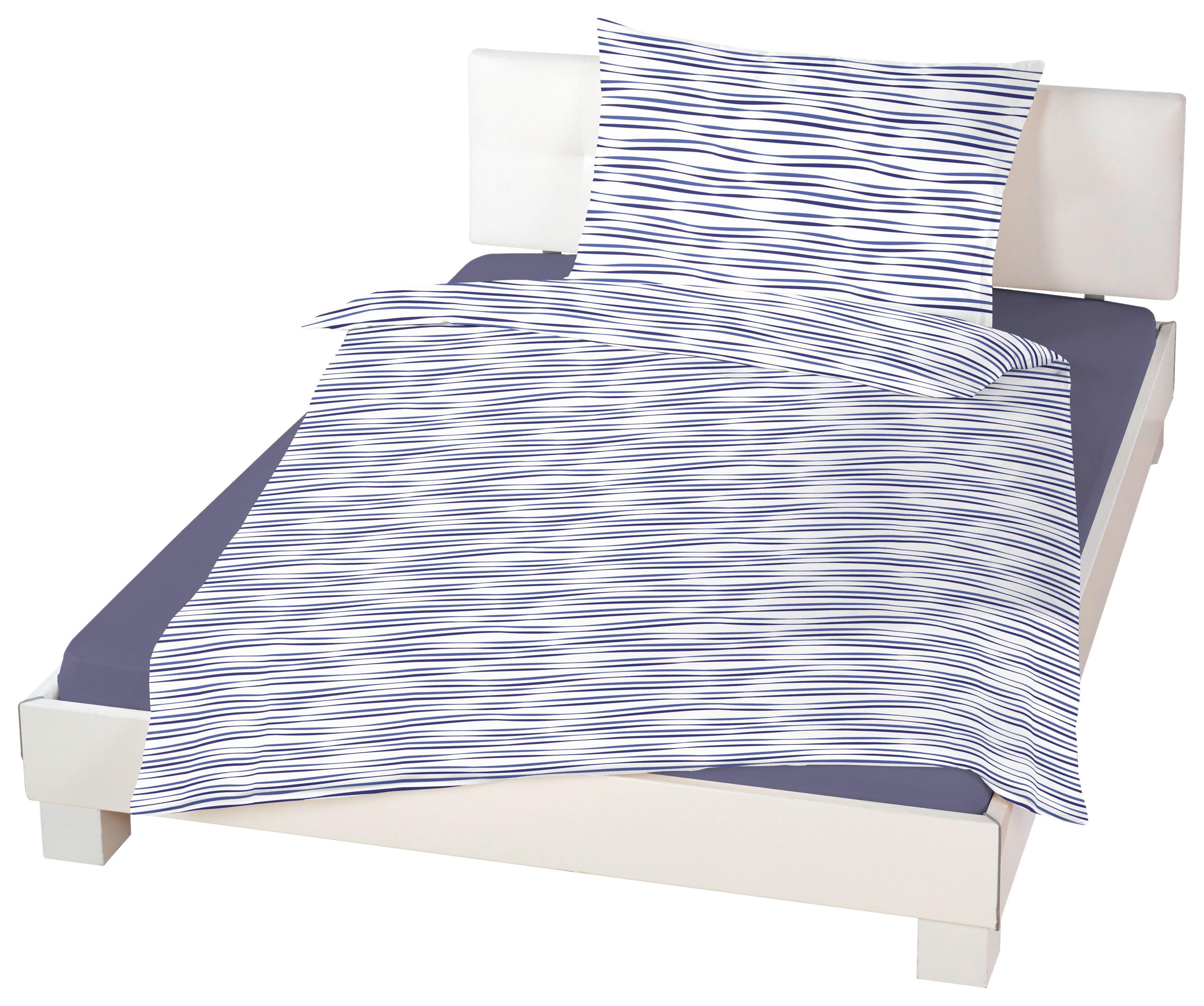 Bettwäsche 140x200 cm Lenka Mikrofaser Blau/Beige - Blau/Beige, KONVENTIONELL, Textil - Ondega