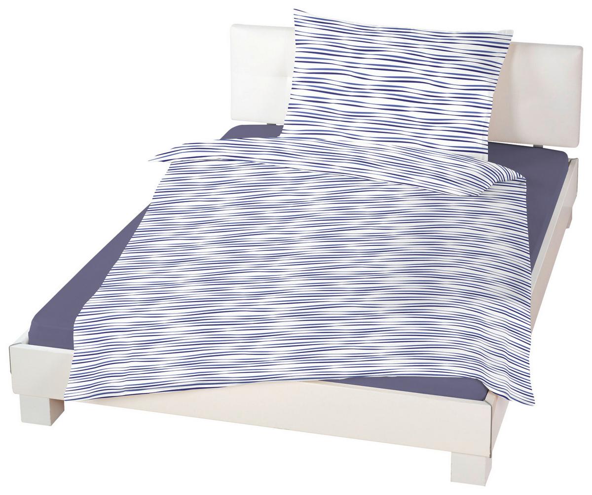 Bettwäsche 140x200 Cm Lenka Mikrofaser Blau/beige - Blau/Beige, KONVENTIONELL, Textil - Ondega