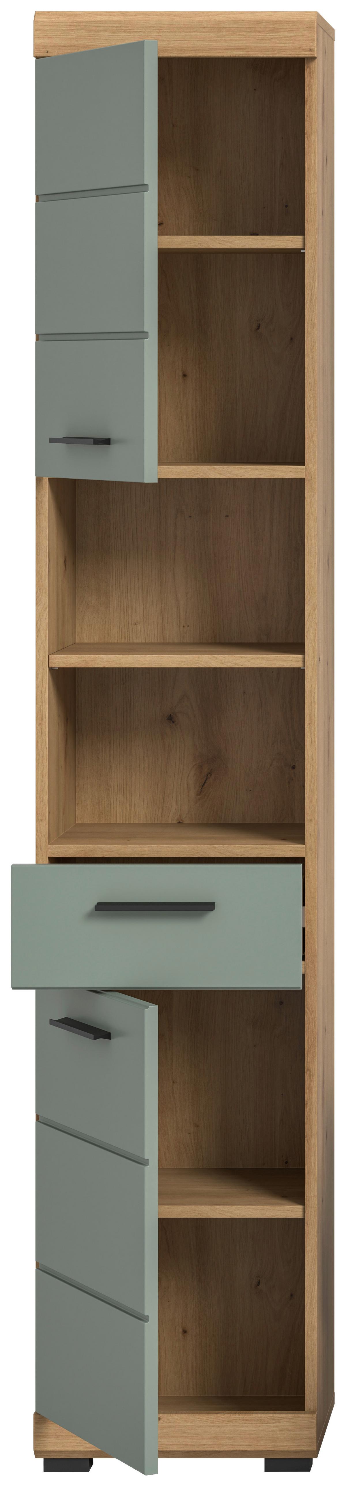 Hochschrank Scout Salbeigrün B: 37 cm - Salbeigrün/Schwarz, MODERN, Holzwerkstoff (37/191/31cm) - MID.YOU