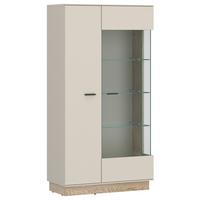 Vitrine, Meolo, B: 75 cm Kaschmir/Eichefarben - Kaschmir/Eichefarben, MODERN, Glas/Holzwerkstoff (75/150/40cm)