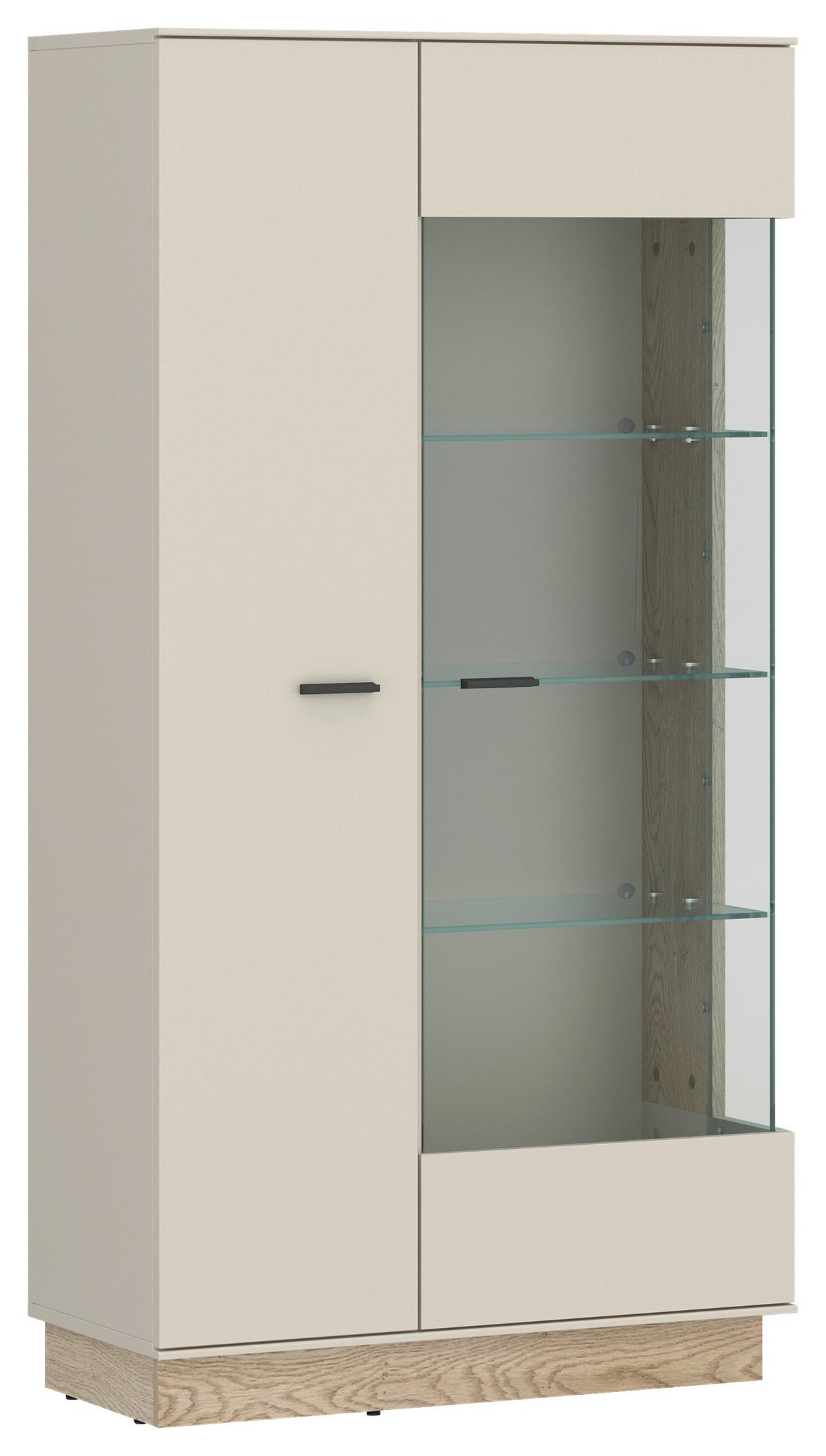 Vitrine, Meolo, B: 75 Cm Kaschmir/eichefarben - Kaschmir/Eichefarben, MODERN, Glas/Holzwerkstoff (75/150/40cm)