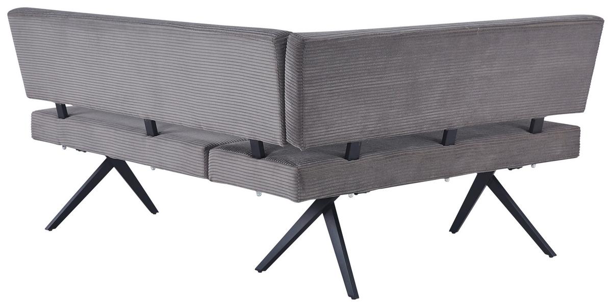 Eckbank Chios Cord Dunkelgrau, S: 150x190 cm - Dunkelgrau/Schwarz, KONVENTIONELL, Textil/Metall (150/190cm) - MID.YOU