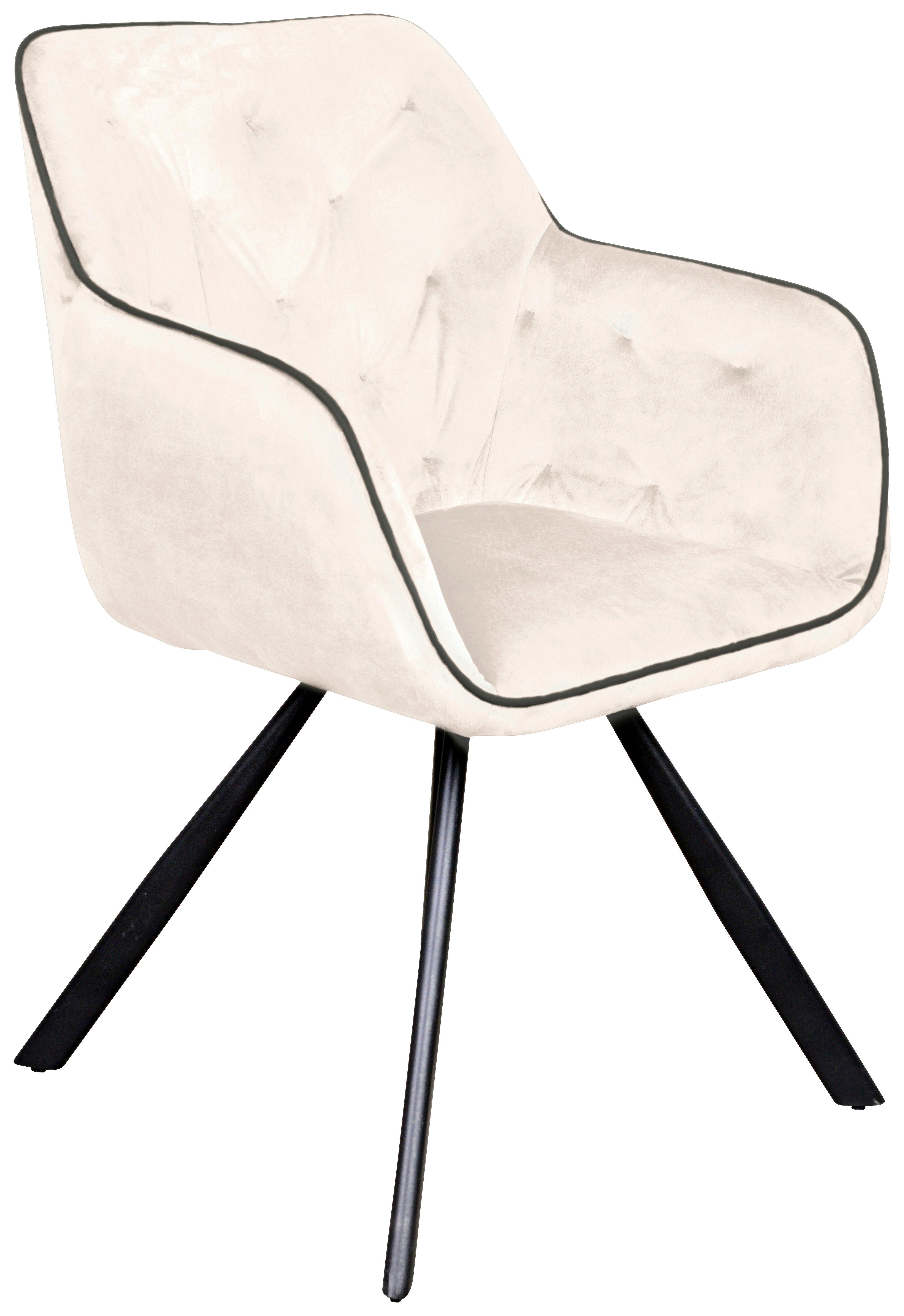 Stolička s podrúčkami krémová - čierna/krémová, Modern, kov/textil (60/85,5/57,5cm) - MID.YOU