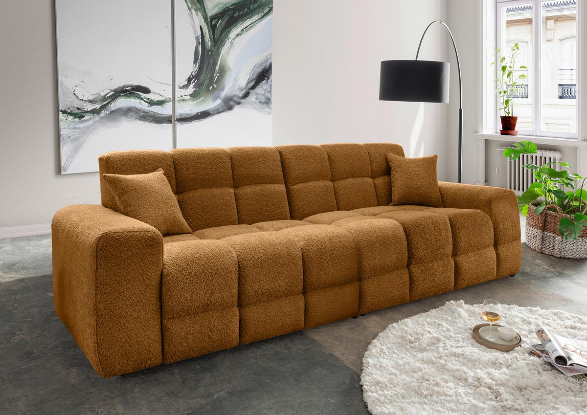 Viersitzer-Sofa Bosco, Goldfarben B: 300 cm - Goldfarben/Schwarz, MODERN, Textil (300/87/120cm) - Livetastic