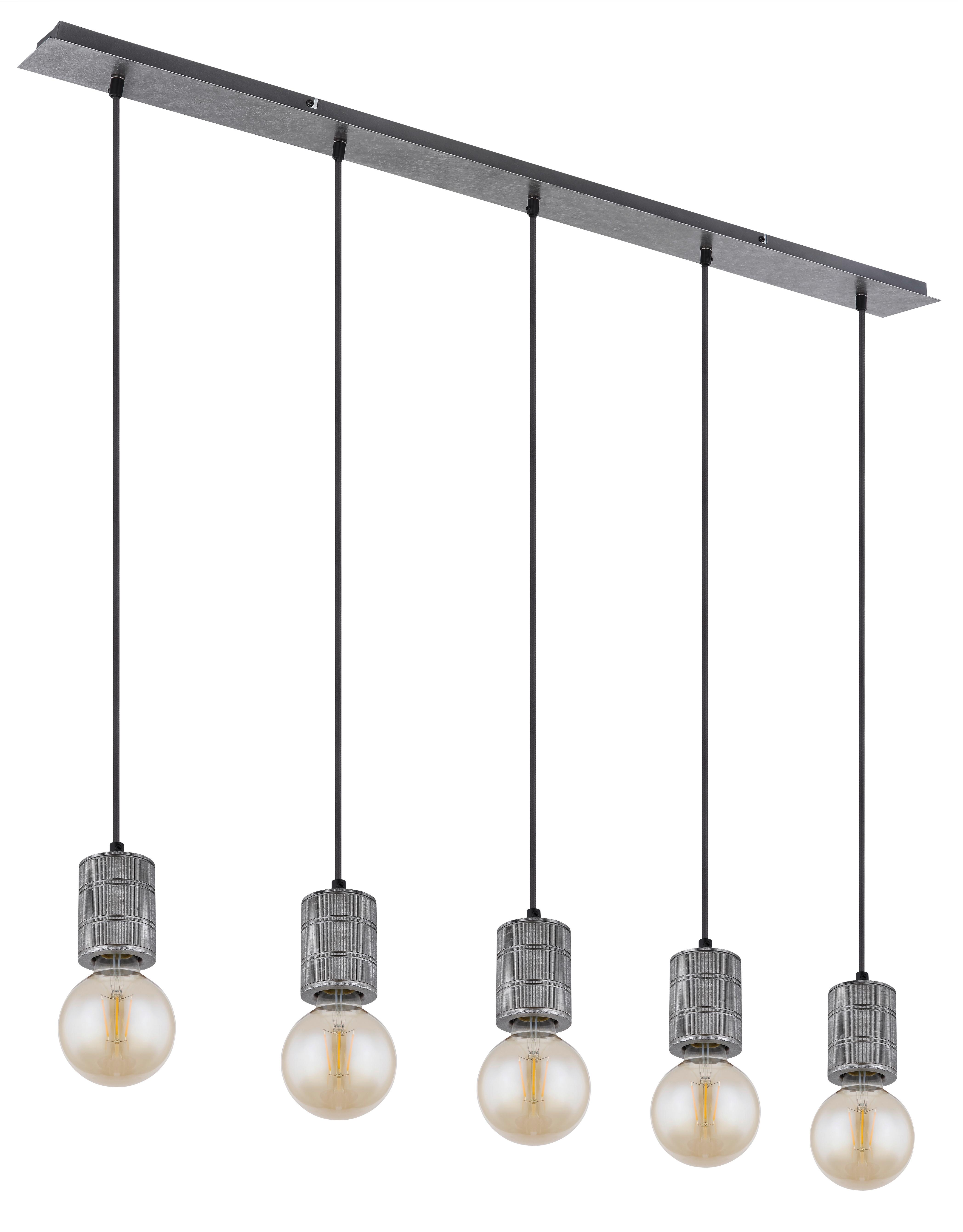 Hängeleuchte H. 120 cm 5-Flammig - Silberfarben, Basics, Metall (115/10/120cm) - Globo
