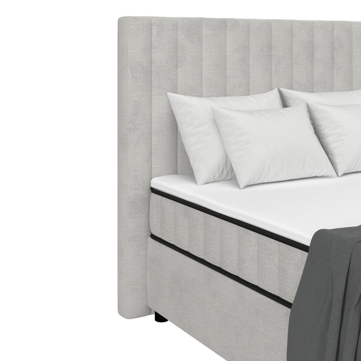 Boxbett Maya inkl. Bettkasten Hellgrau 100x220 cm - Hellgrau/Schwarz, MODERN, Holz/Holzwerkstoff (100/220cm)