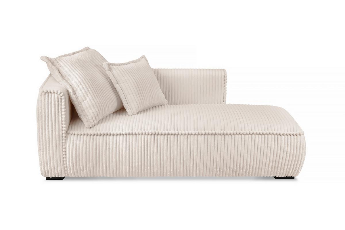 Recamiere Modena Rechts inkl. Kissen, Creme, B: 208 cm - Creme/Schwarz, Design, Textil (207/75/121cm) - MID.YOU
