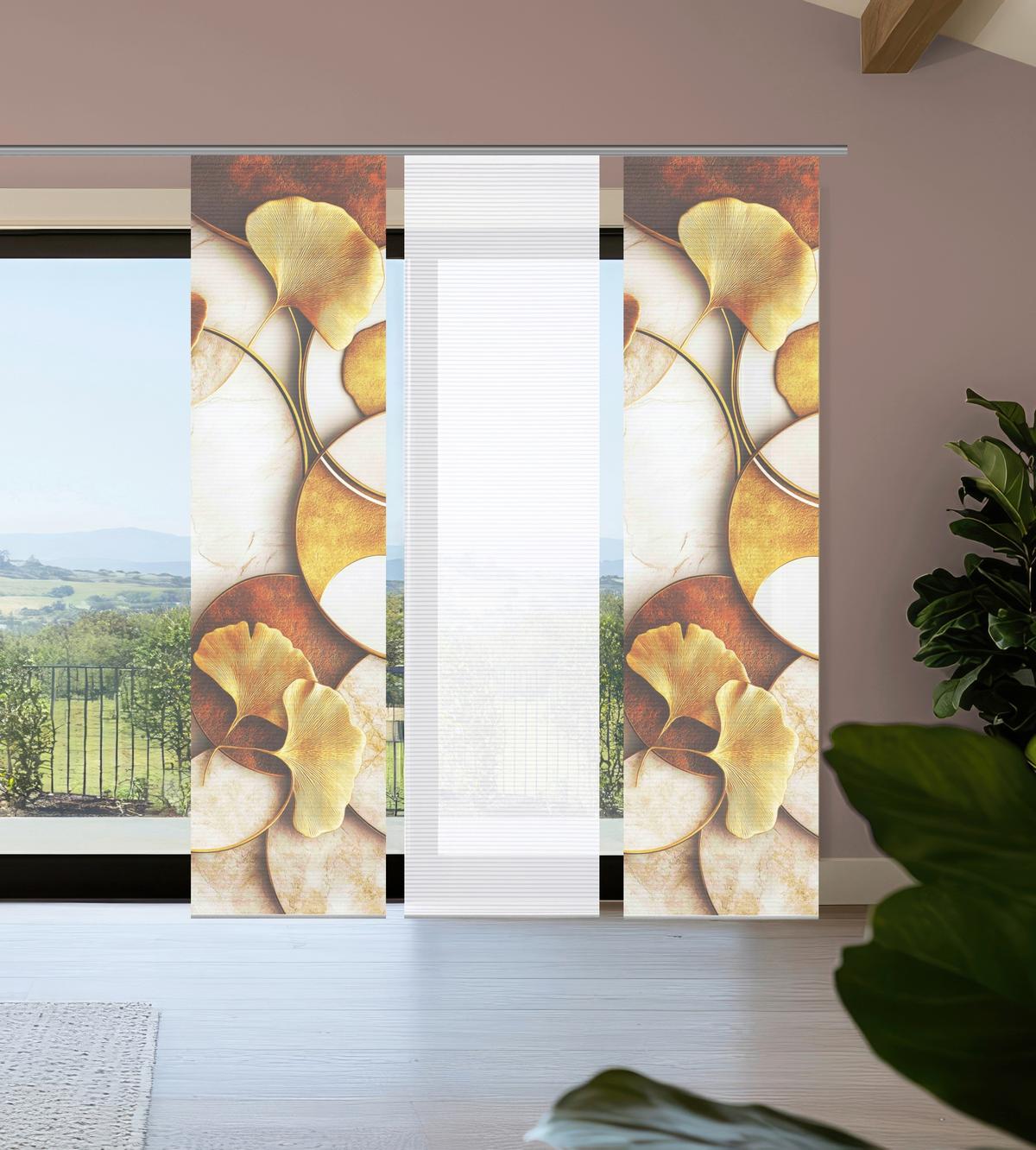 Flächenvorhang Storm 3er Set - Cognac/Goldfarben, Natur, Textil (60/245cm)