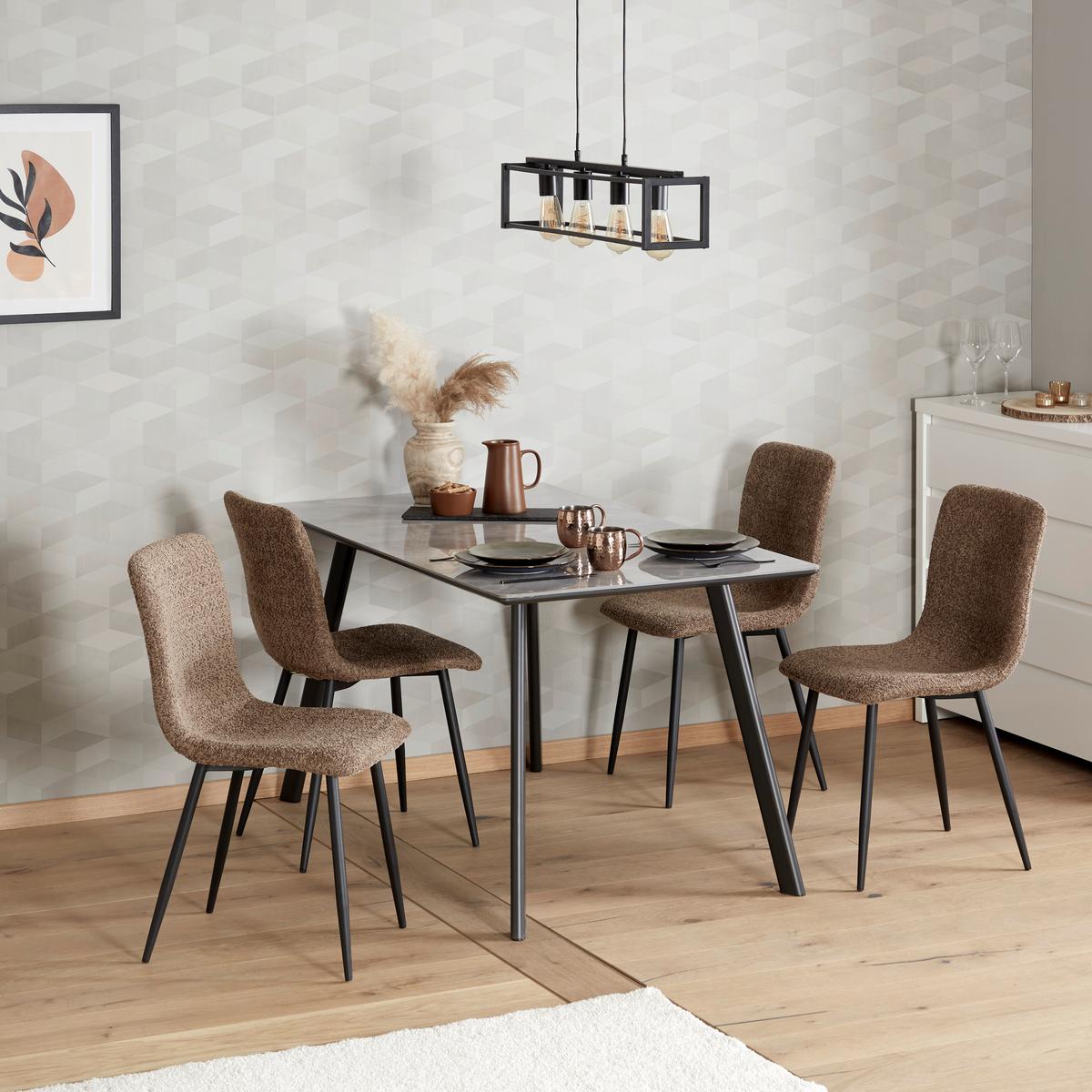 Esszimmerstuhl Narvik Braun Echtholz Beine - Schwarz/Braun, MODERN, Holz/Textil (43/86/54,5cm) - MID.YOU