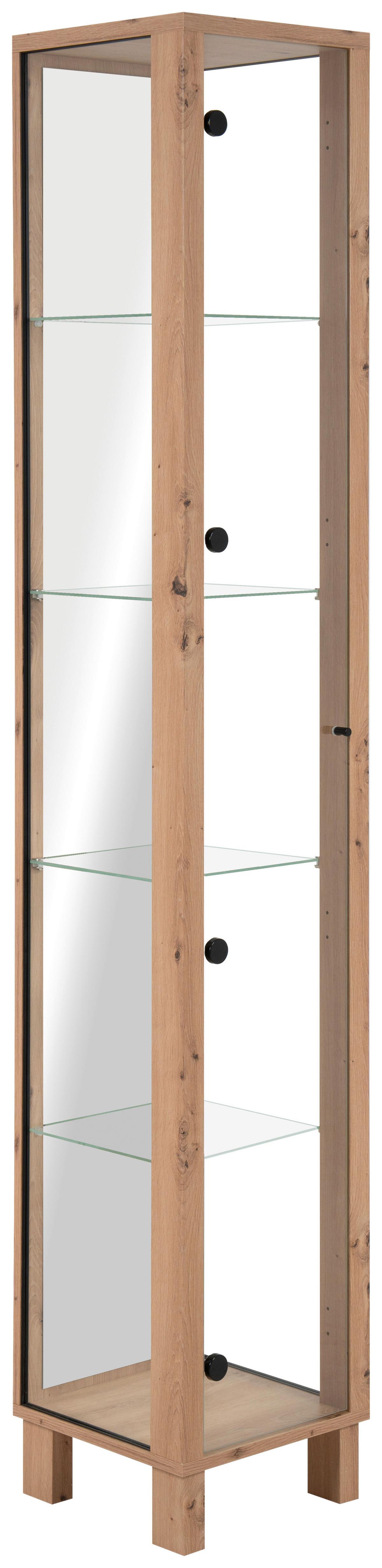 VITRÍNA ALBI -EXKLUSIV- - černá/dub artisan, Moderní, kompozitní dřevo/sklo (33/189/33cm) - Mömax