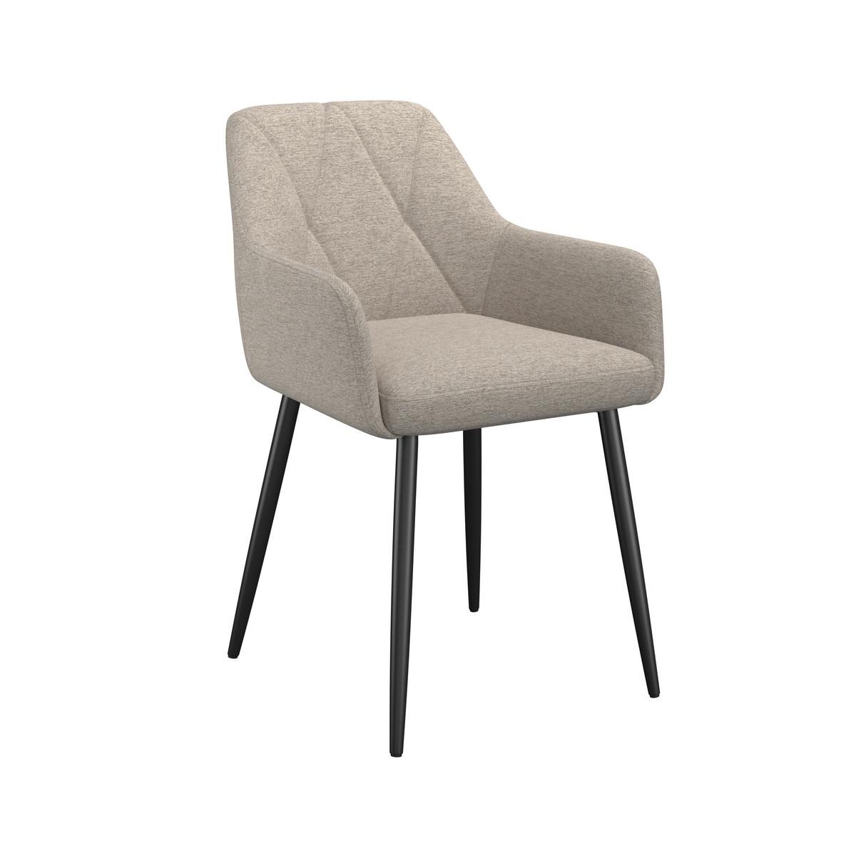 Armlehnstuhl Hardy Giga Webstoff beige, B: 57cm - Beige/Schwarz, MODERN, Textil/Metall (57/86/64cm)