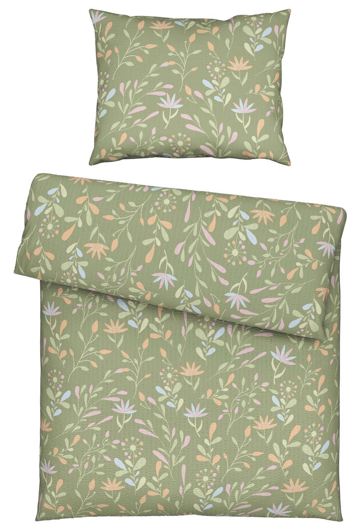 Posteľná bielizeň Marina, 70/90 140/200cm - zelená, Konventionell, textil (140/200cm) - Mömax