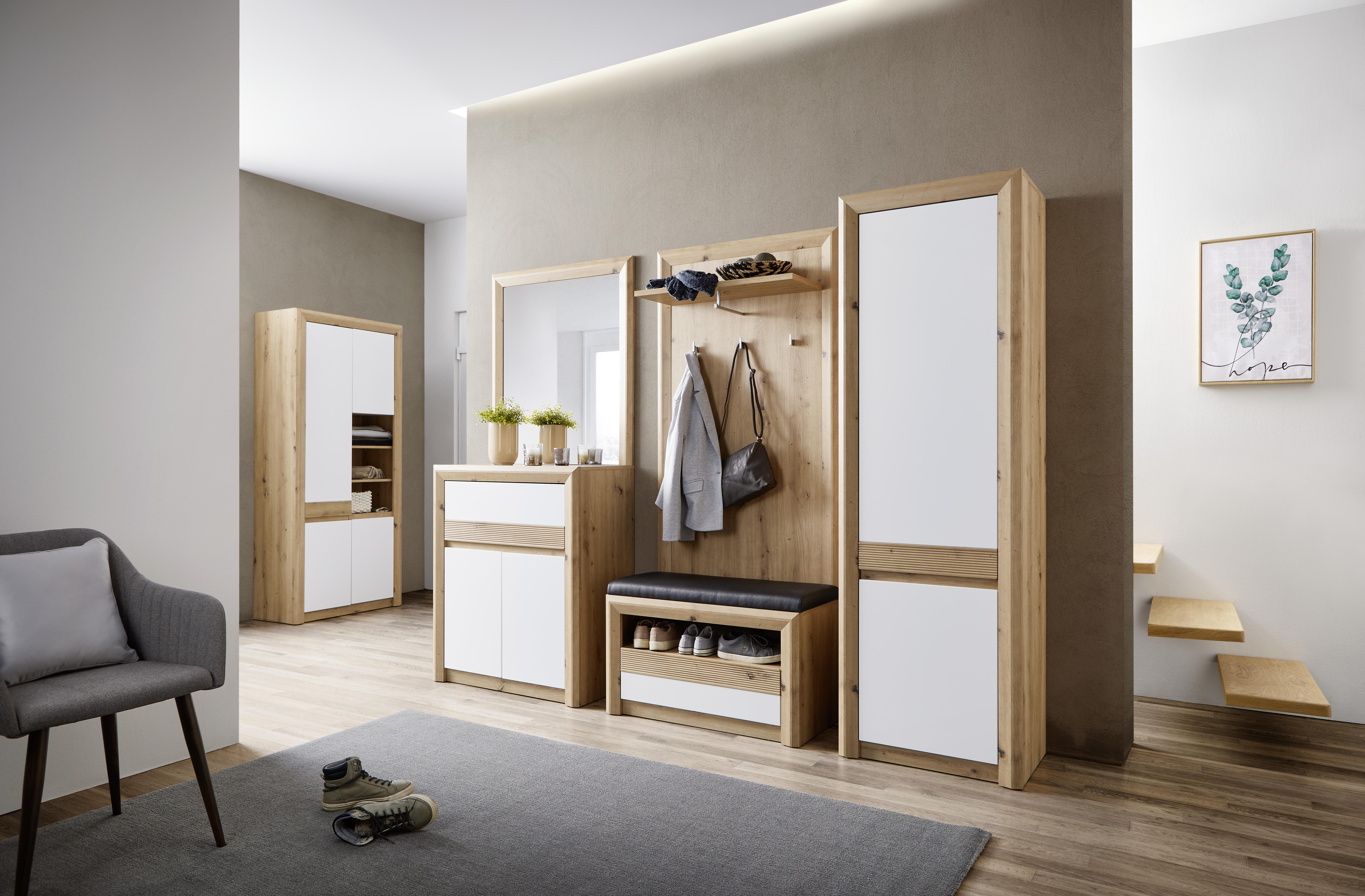 Garderobenschrank Kashmir New Eiche Dekor/weiß B: 60 Cm - Eichefarben/Weiß, MODERN (60/192/41cm) - James Wood