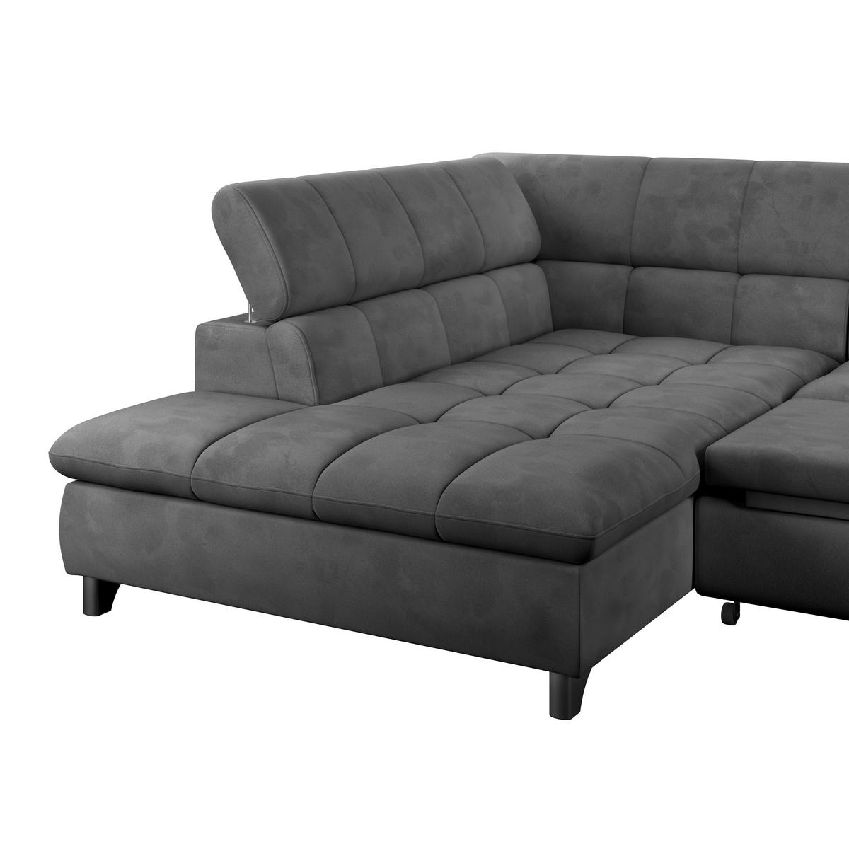 Ecksofa Gemini Dunkelgrau, B: 234cm - Chromfarben/Dunkelgrau, KONVENTIONELL, Textil (234/312cm)