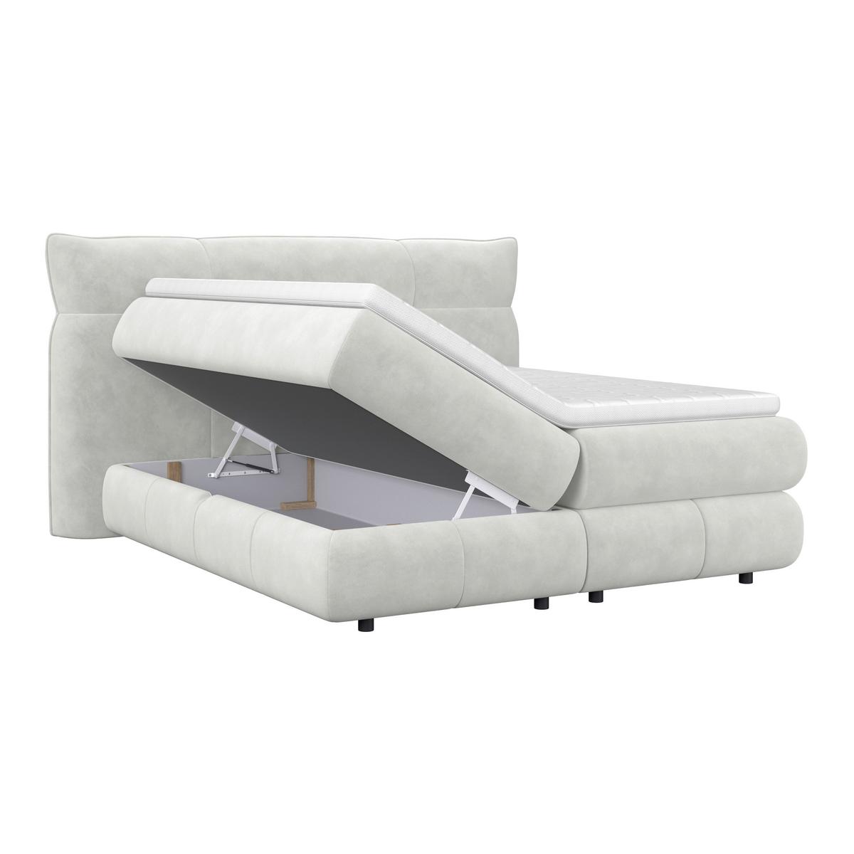 Boxspringbett Carmelo Creme 180x200 cm - Creme/Schwarz, Trend, Textil (180/200cm)