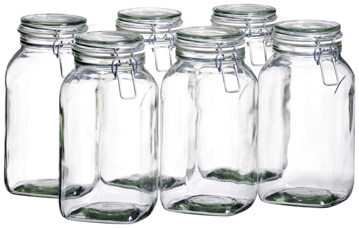 Einmachgläser 6er-set Gothika Je Ca. 2,5 Liter Auslaufsicher - Transparent, Basics, Glas (2500ml) - Mäser