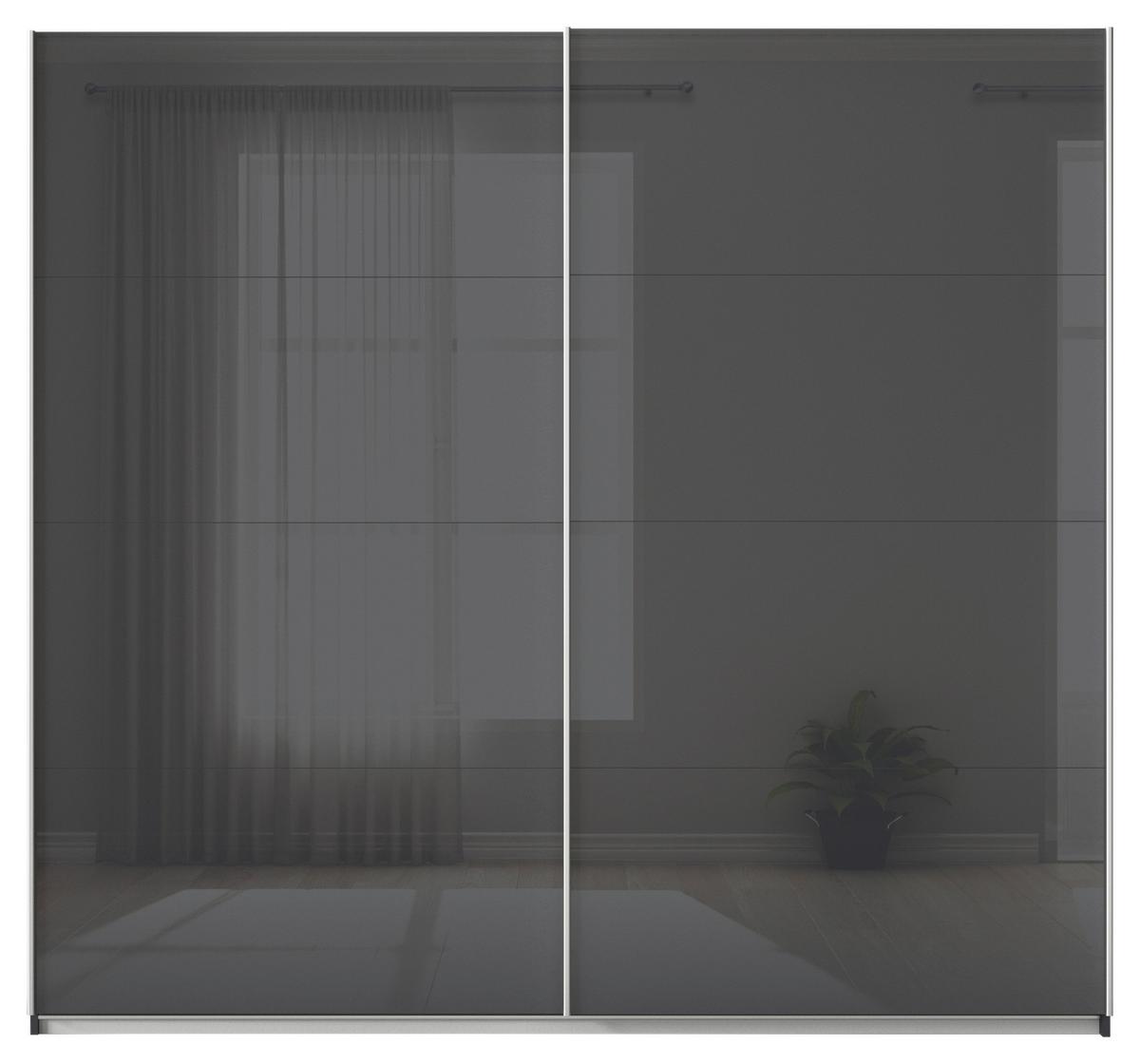 Tolóajtós Szekrény Feldkirch  225/210 Cm - magasfényű antracit/antracit, Modern, faalapú anyag/Üveg (225/210/62cm)