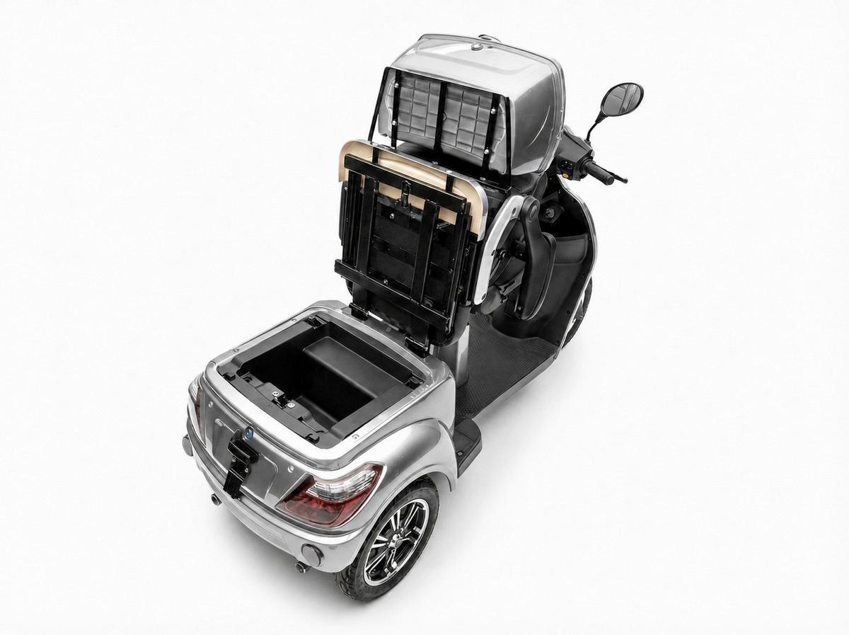 E-Seniorenmobil BILLY2L Lithium-Akku, 3-Rad, 1000W - Hellgrau, Basics, Metall (165/80/110cm)
