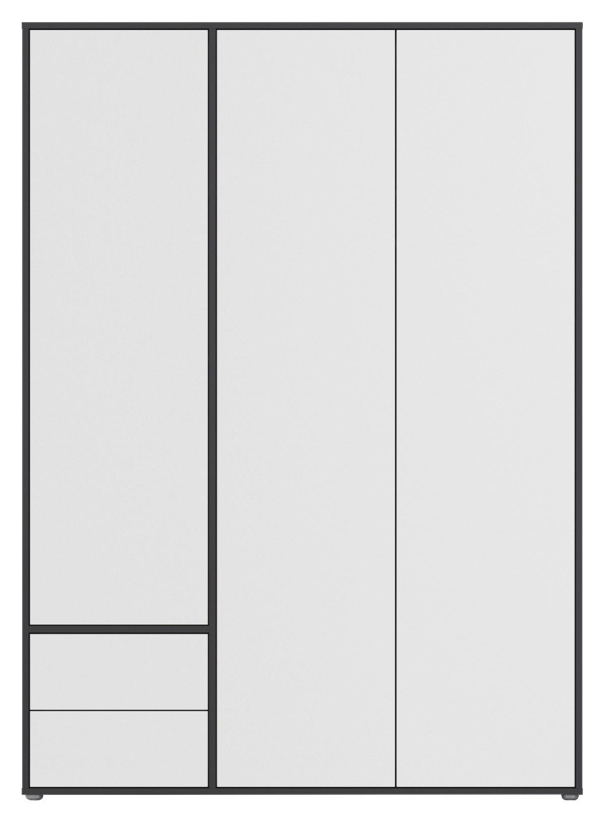 Drehtürenschrank Nabila Grau Weiß B: 140 cm - Weiß/Grau, MODERN, Holzwerkstoff (140/194/53cm) - Rauch Möbel