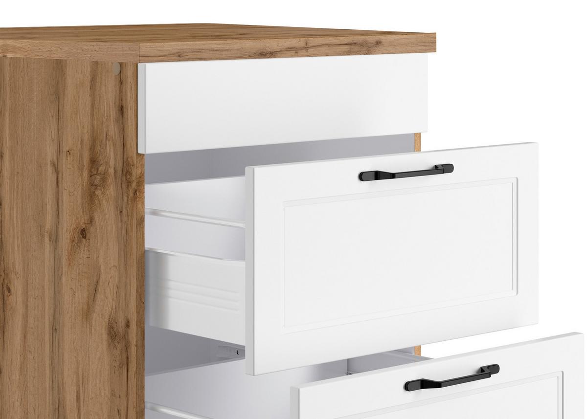 Kochfeldumbauschrank Meran B: 60 cm Weiß/Eiche Dekor - Eiche Wotan/Weiß, LIFESTYLE, Holzwerkstoff (60/86/60cm) - Held