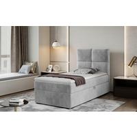 Boxbett Rivia Hellgrau Lf: 90x200 cm - Silberfarben/Hellgrau, MODERN, Holz/Textil (90/200cm) - MID.YOU