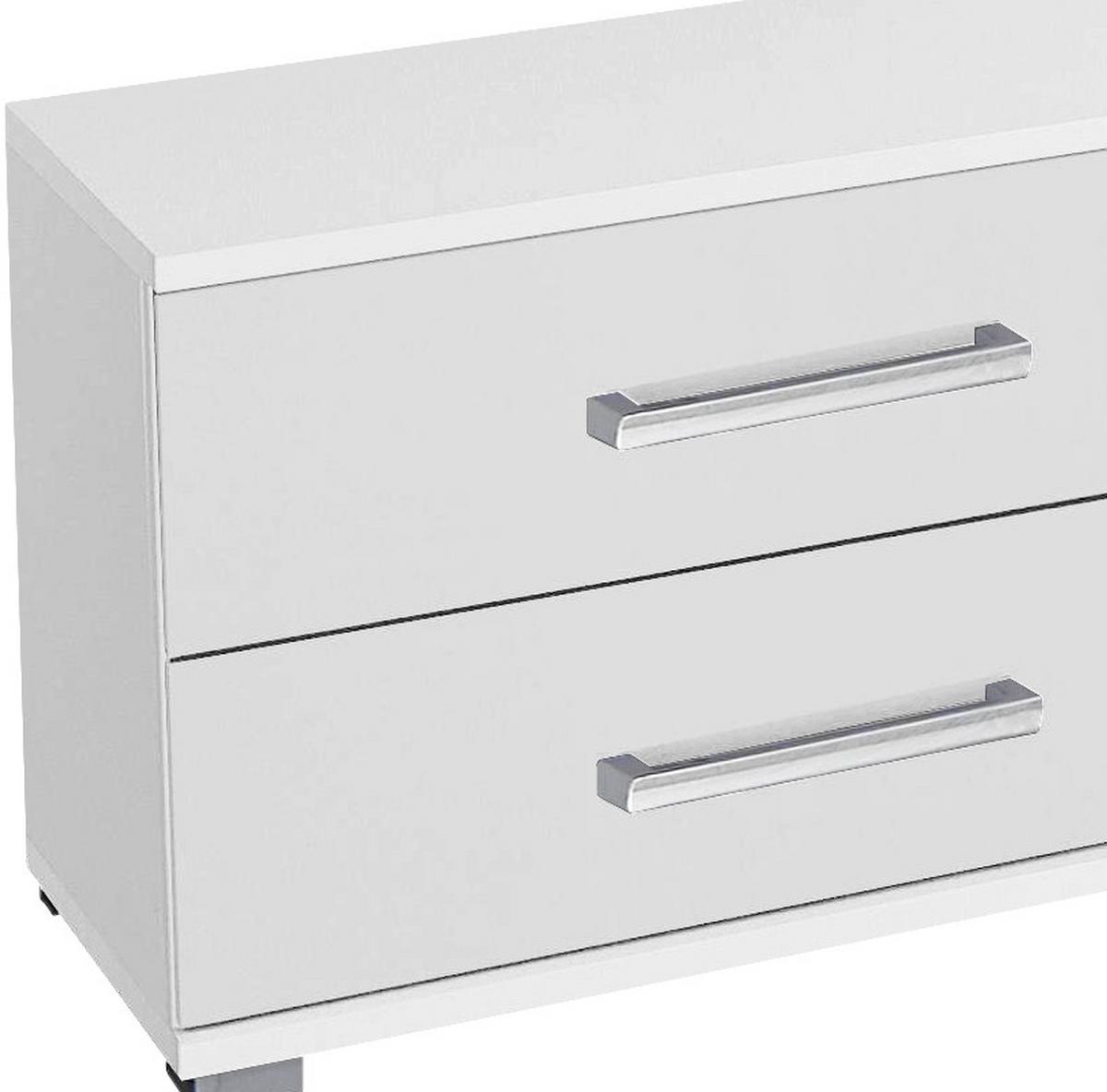 Nachtkästchen Weiß H: 38 cm Moita - Chromfarben/Weiß, Design, Holzwerkstoff (50/38/37cm) - Rauch Möbel