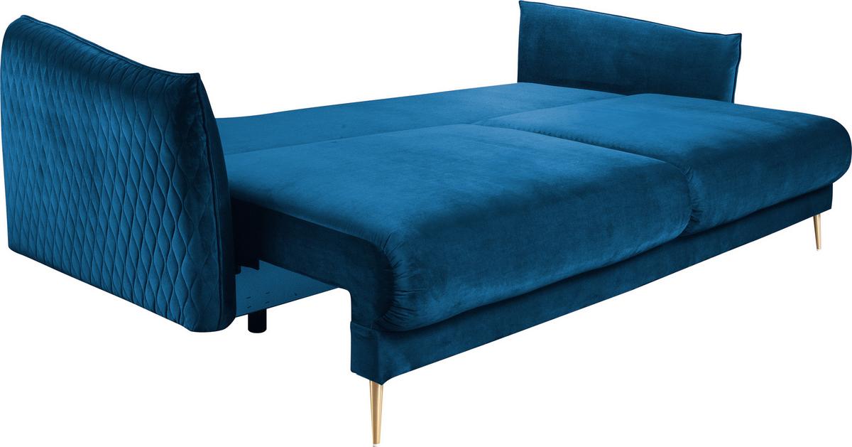 2-sitzer-sofa Mit Schlaffunktion Empoli B: 235cm - Blau/Goldfarben, Design, Textil (235/96/104cm) - MID.YOU
