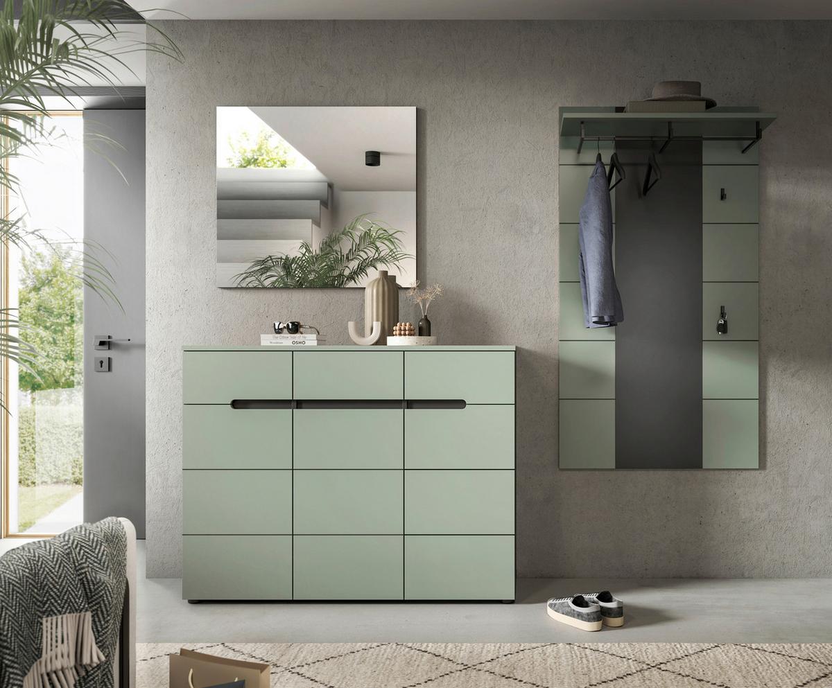 Garderobe Canu 3-Teilig Grau/Grün B: 215 cm - Graugrün/Grau, Design, Holzwerkstoff (215/190/37cm) - Livetastic