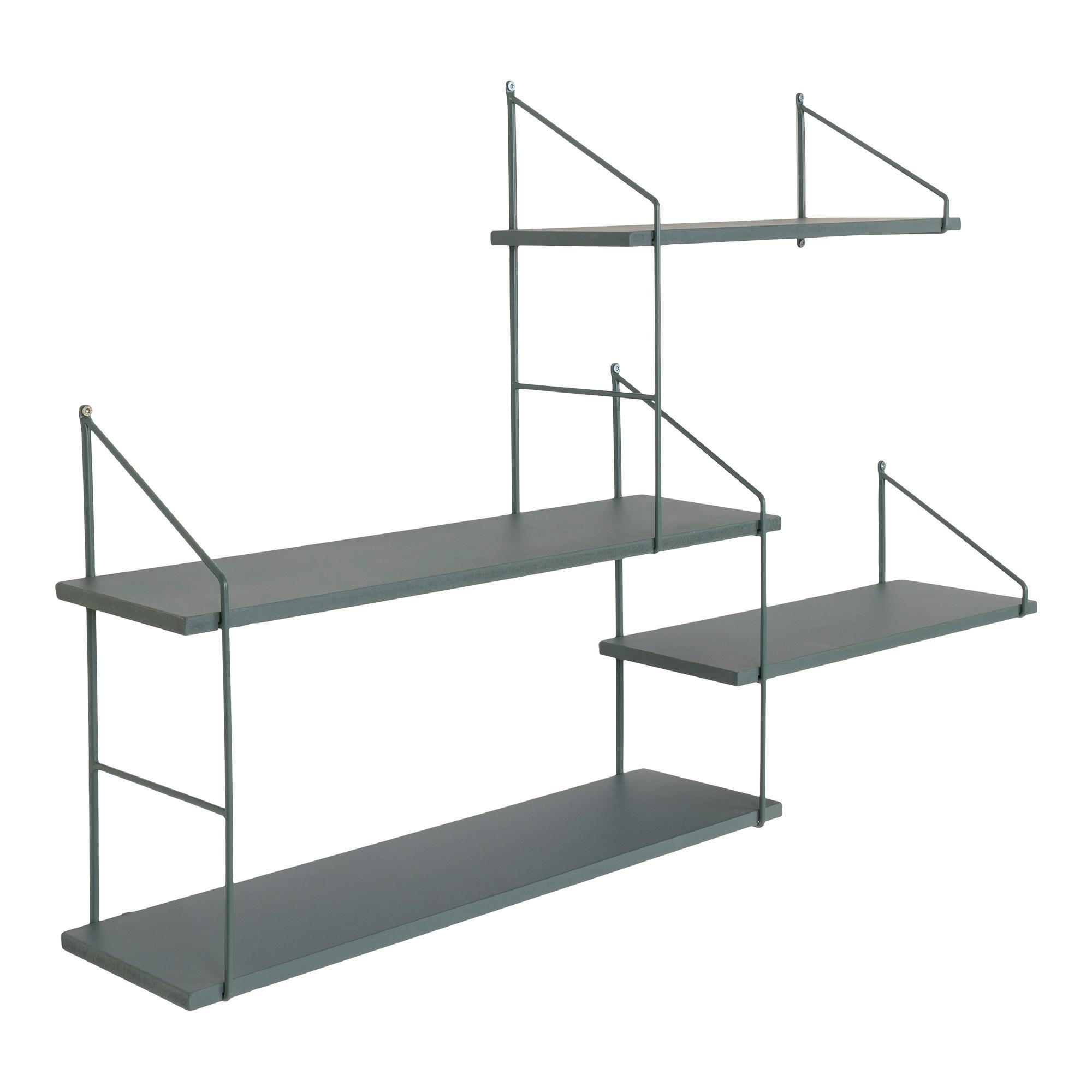Dekowandregal Harlem Grün B: 99 cm - Grün, Basics, Holz/Metall (99/62/17,5cm)