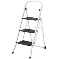 Klapptrittleiter Bernd Metall/Kunststoff, 3 Stufen - Schwarz Hochglanz/Weiß Hochglanz, KONVENTIONELL, Kunststoff/Metall (46,5/68,5/106cm) - Homezone