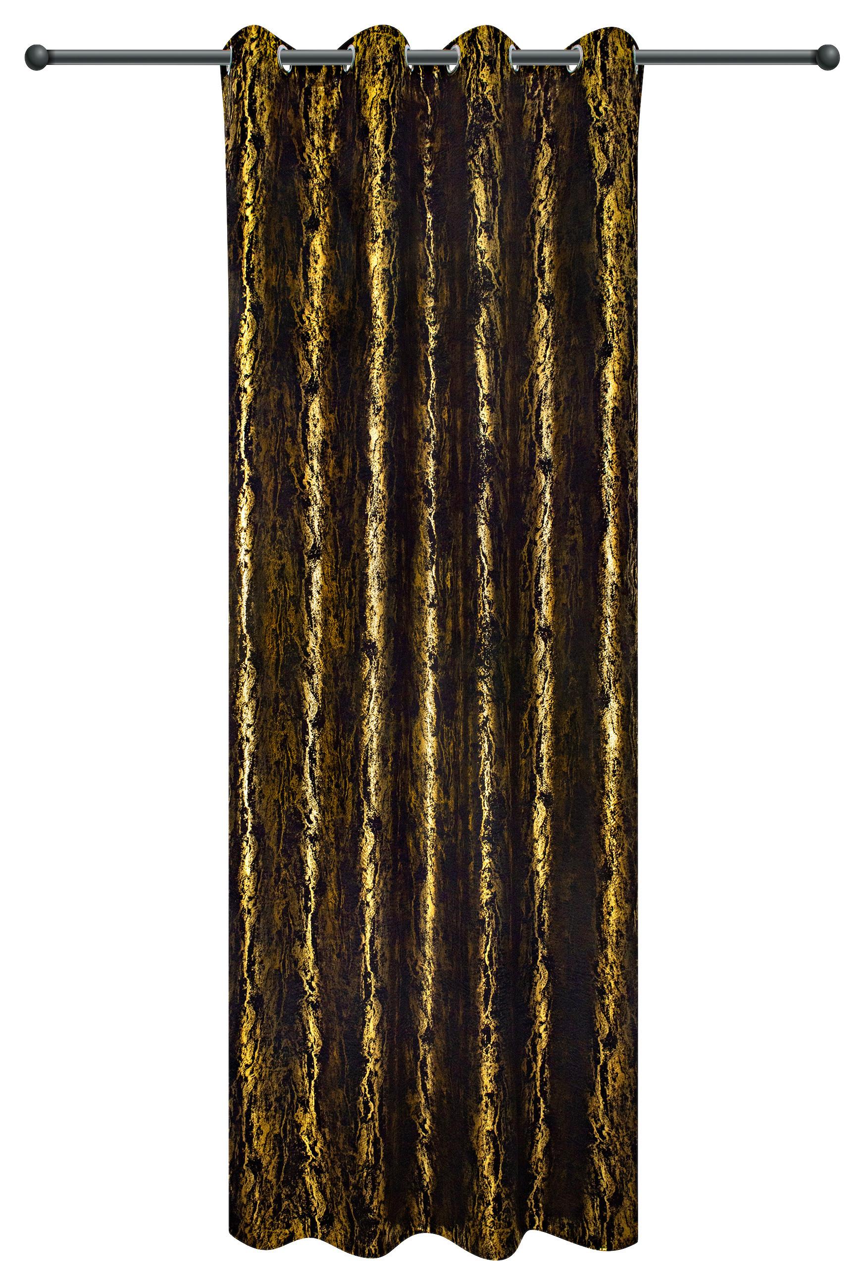 Ösenvorhang Eleonore - Goldfarben/Schwarz, MODERN, Textil (140/245cm) - James Wood