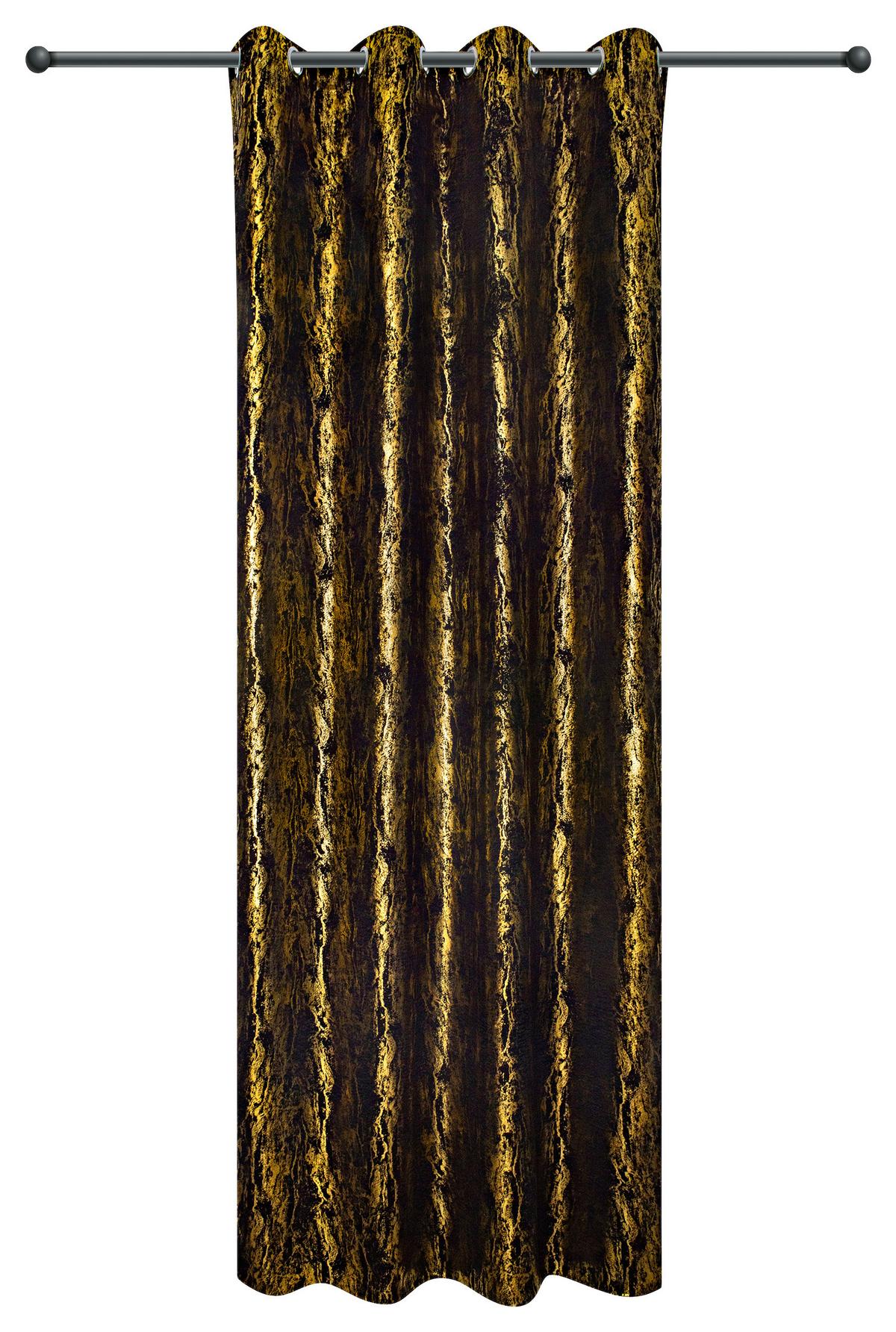 Ösenvorhang Eleonore - Goldfarben/Schwarz, MODERN, Textil (140/245cm) - James Wood