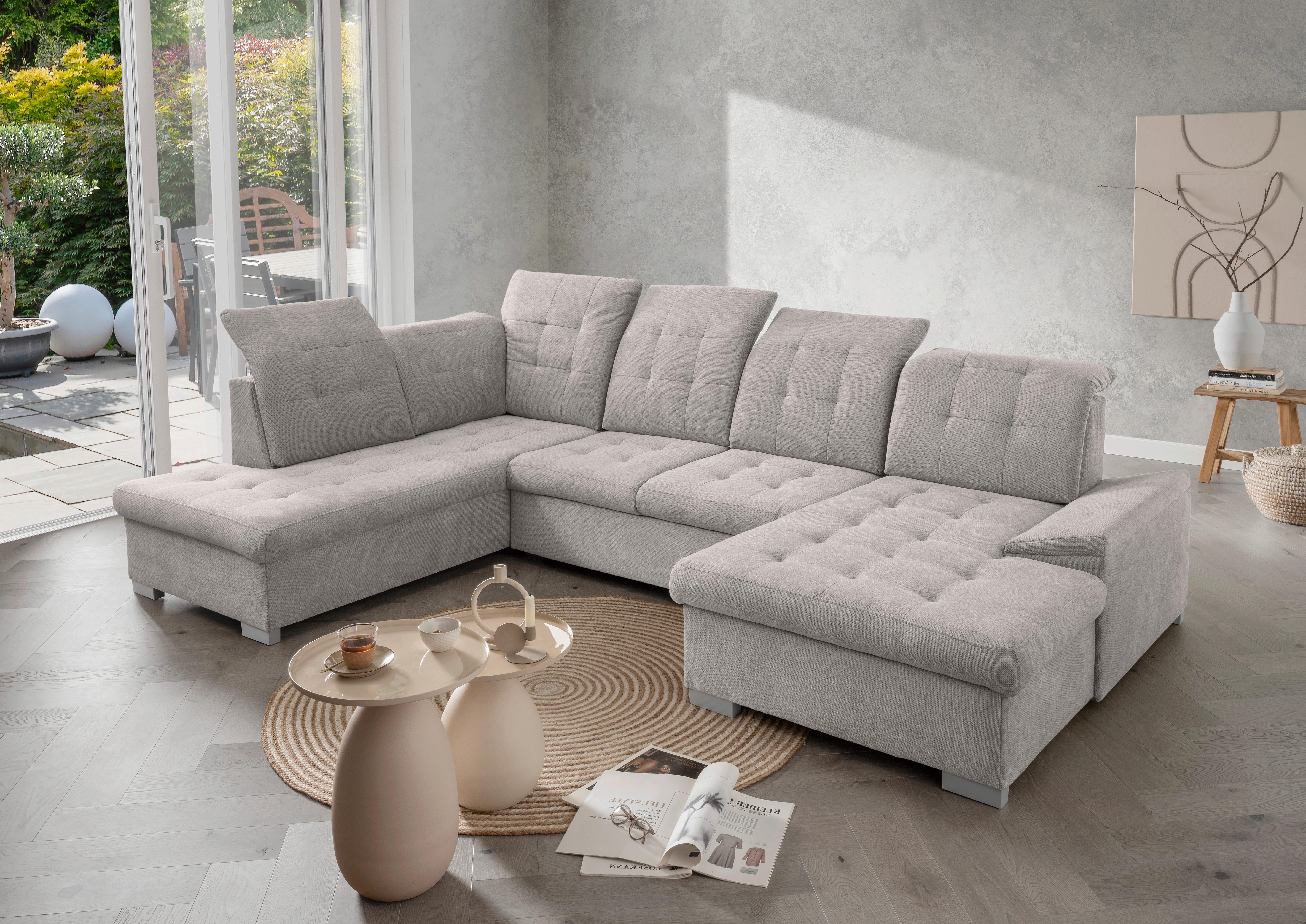 Wohnlandschaft Zira Grau U: 212x330x169cm - Chromfarben/Grau, MODERN, Textil (212/330/169cm) - Livetastic