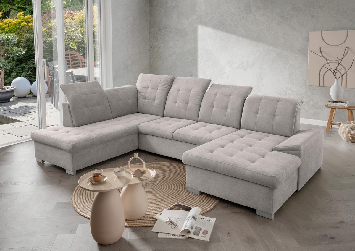 Wohnlandschaft Zira Grau U: 212x330x169cm - Chromfarben/Grau, MODERN, Textil (212/330/169cm) - Livetastic