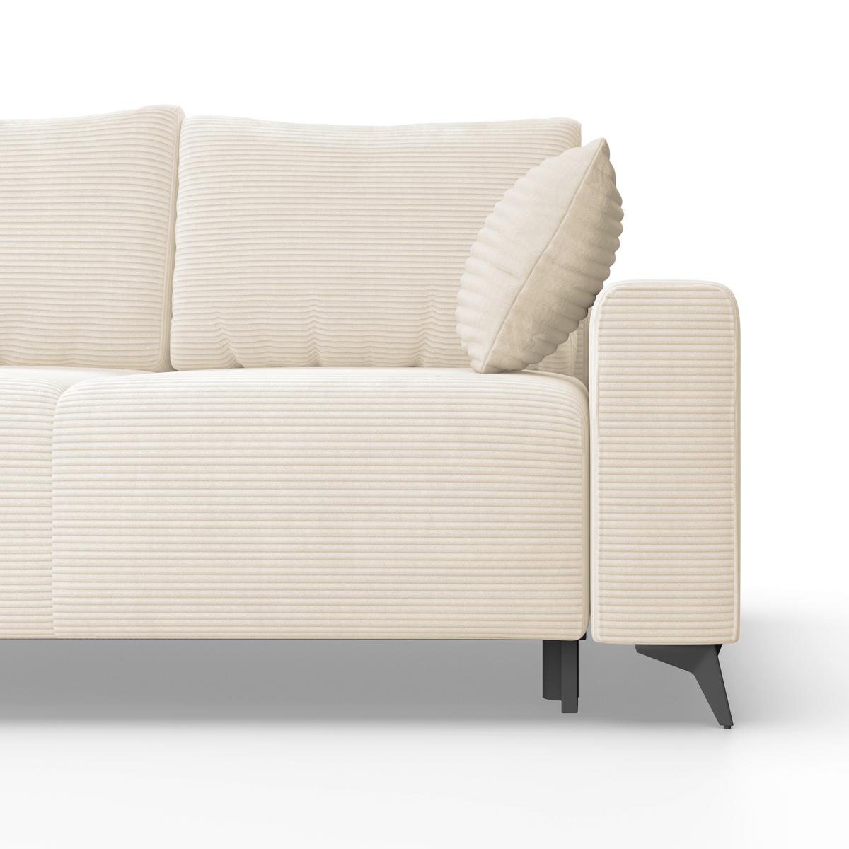 Ecksofa mit Schlaffunktion Viktor Creme Cord 212x270 cm - Creme/Schwarz, MODERN, Textil (212/270cm)