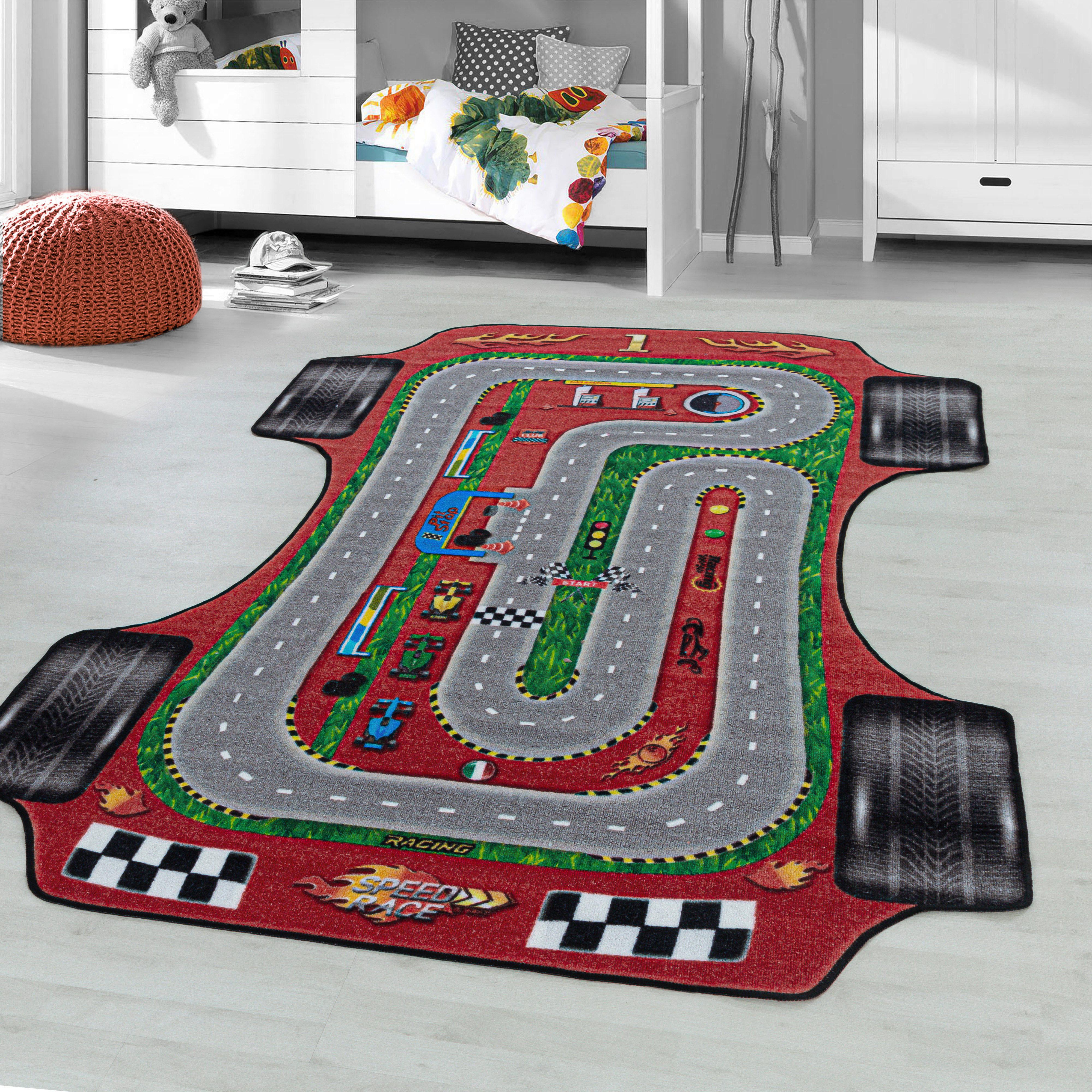 Spielteppich Auto Straße Rot Play 100x150 cm