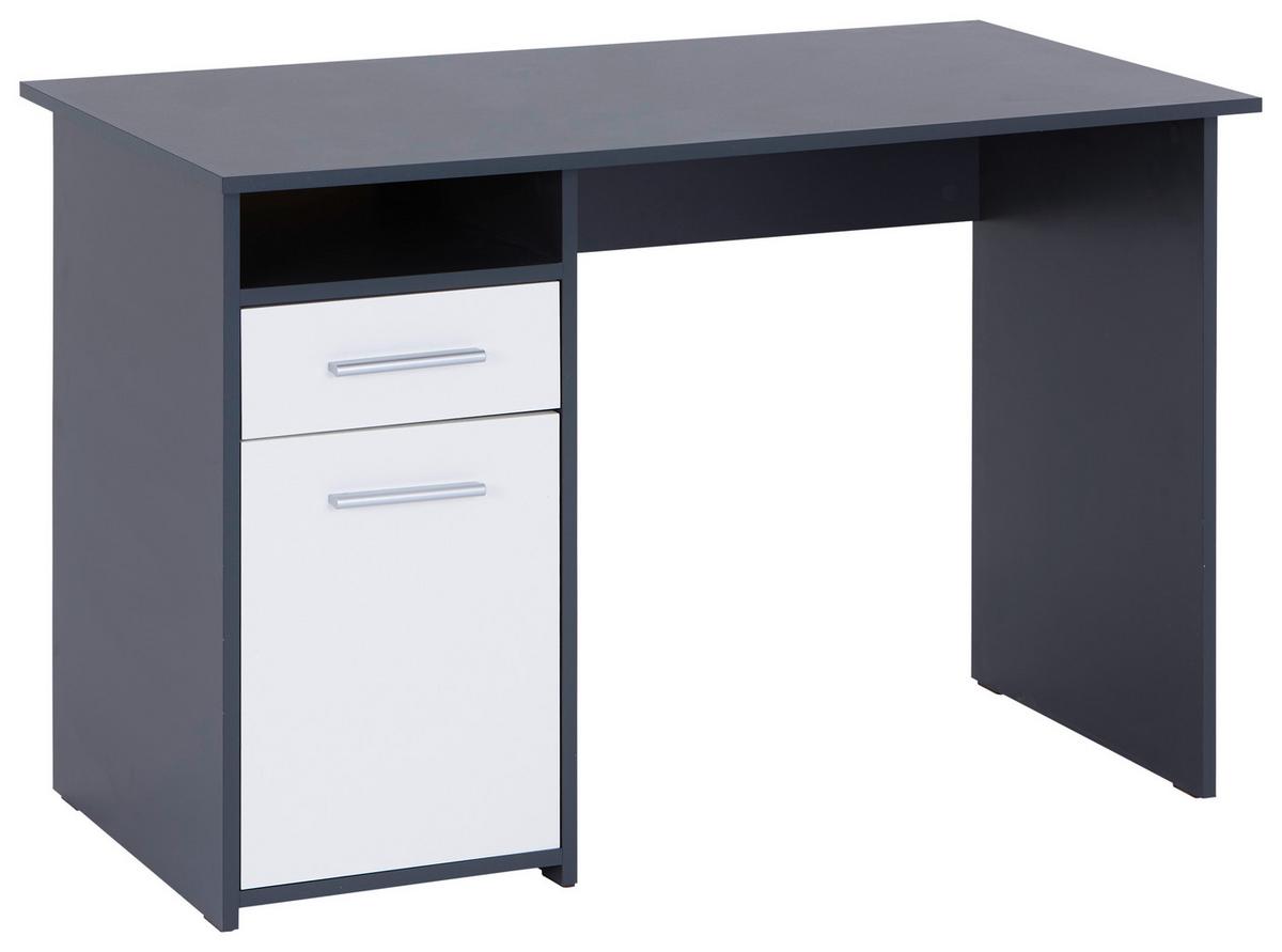 Schreibtisch mit Stauraum B 110 cm H 74cm Palermo - Anthrazit/Weiß, MODERN, Holzwerkstoff (110/74/60cm)