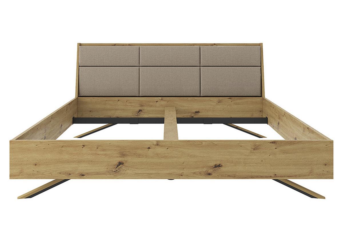 Manželská posteľ Dormio hnedá/dekor dub 180x200 - hnedá/čierna, Modern, kov/drevo (180/200cm) - Bessagi Home
