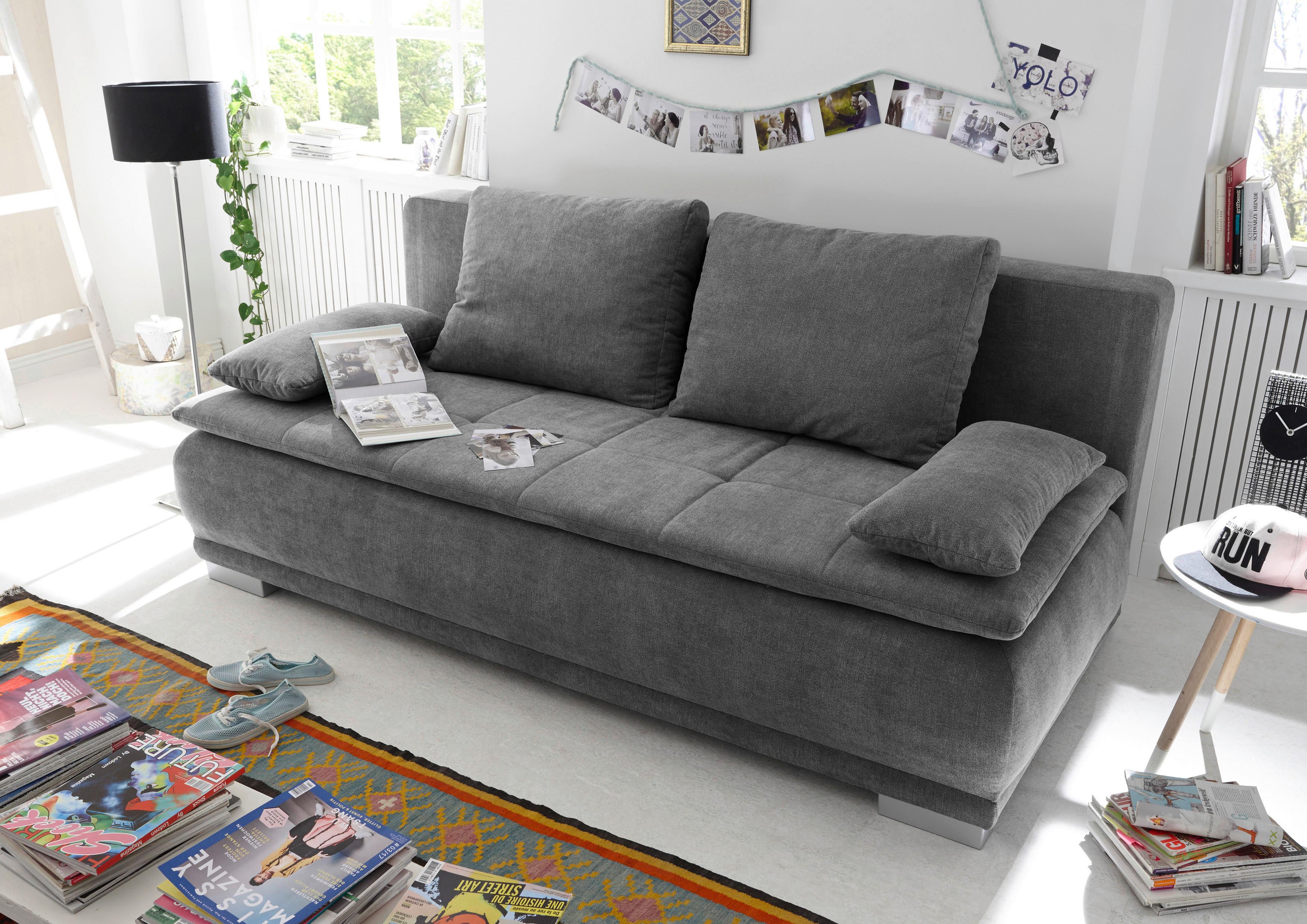 Rozkladacia pohovka Luigi tmavosivá - strieborná/tmavosivá, Modern, kompozitné drevo/textil (208/93/105cm) - MID.YOU