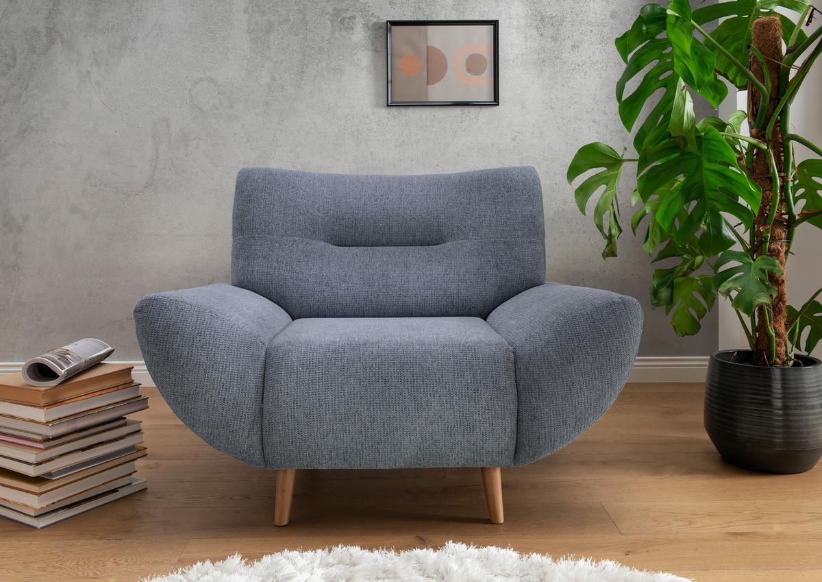 Sessel Drago Hellblau B/H/T: 111/81/90 cm - Wildeiche/Hellblau, MODERN, Holz/Textil (111/81/90cm) - MID.YOU