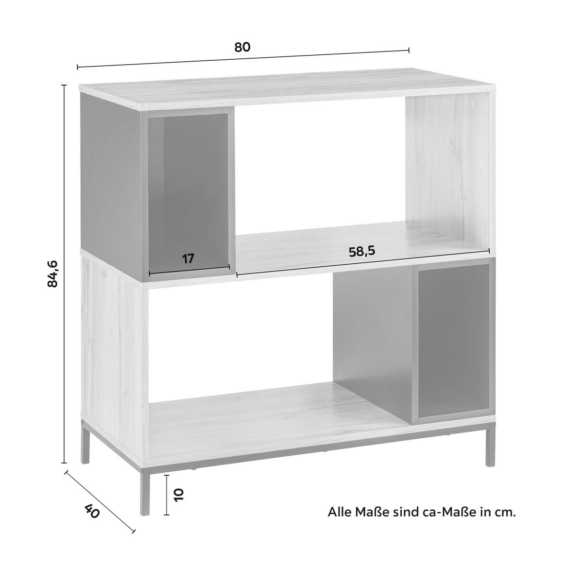 Regál Megy - černá/barvy dubu, Moderní, kov (80/84,6/40cm) - Bessagi Home