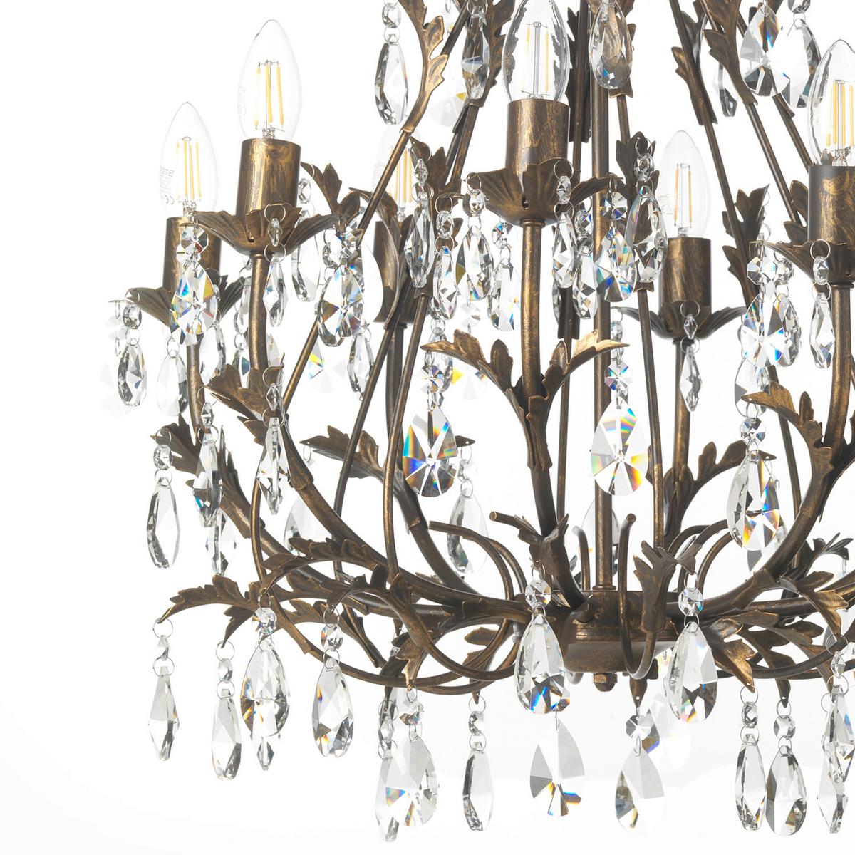 KRISTALL-HÄNGELEUCHTE 4706/8 - Bronzefarben, KONVENTIONELL, Glas/Metall (55/100cm)