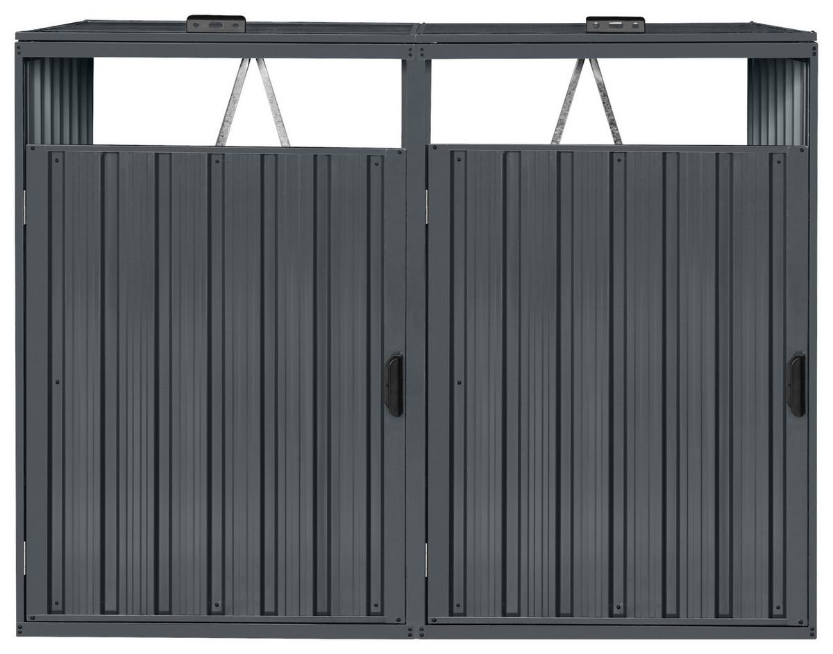 Mülltonnenbox A093.010.20 - Anthrazit, KONVENTIONELL, Metall (160/80/122cm) - Ambia Garden