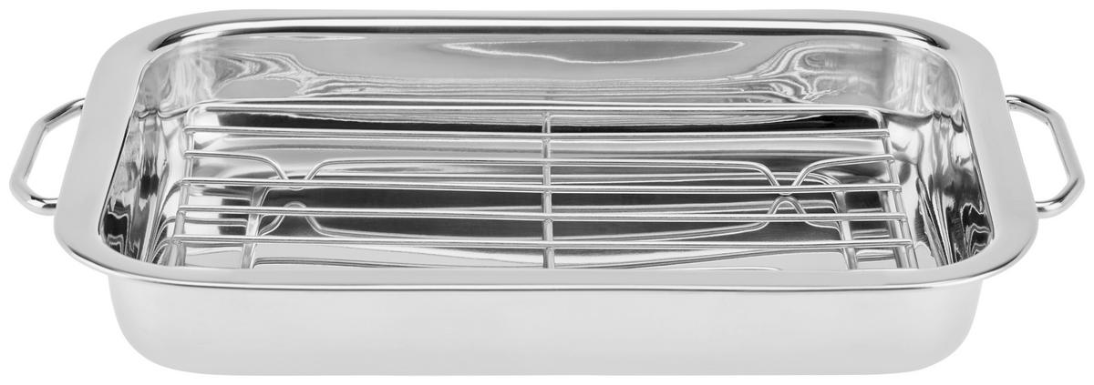 Auflaufform Esha Edelstahl LxBxH: ca. 31x23x5 cm - Edelstahlfarben, KONVENTIONELL, Metall (31/23/5cm) - Luca Bessoni