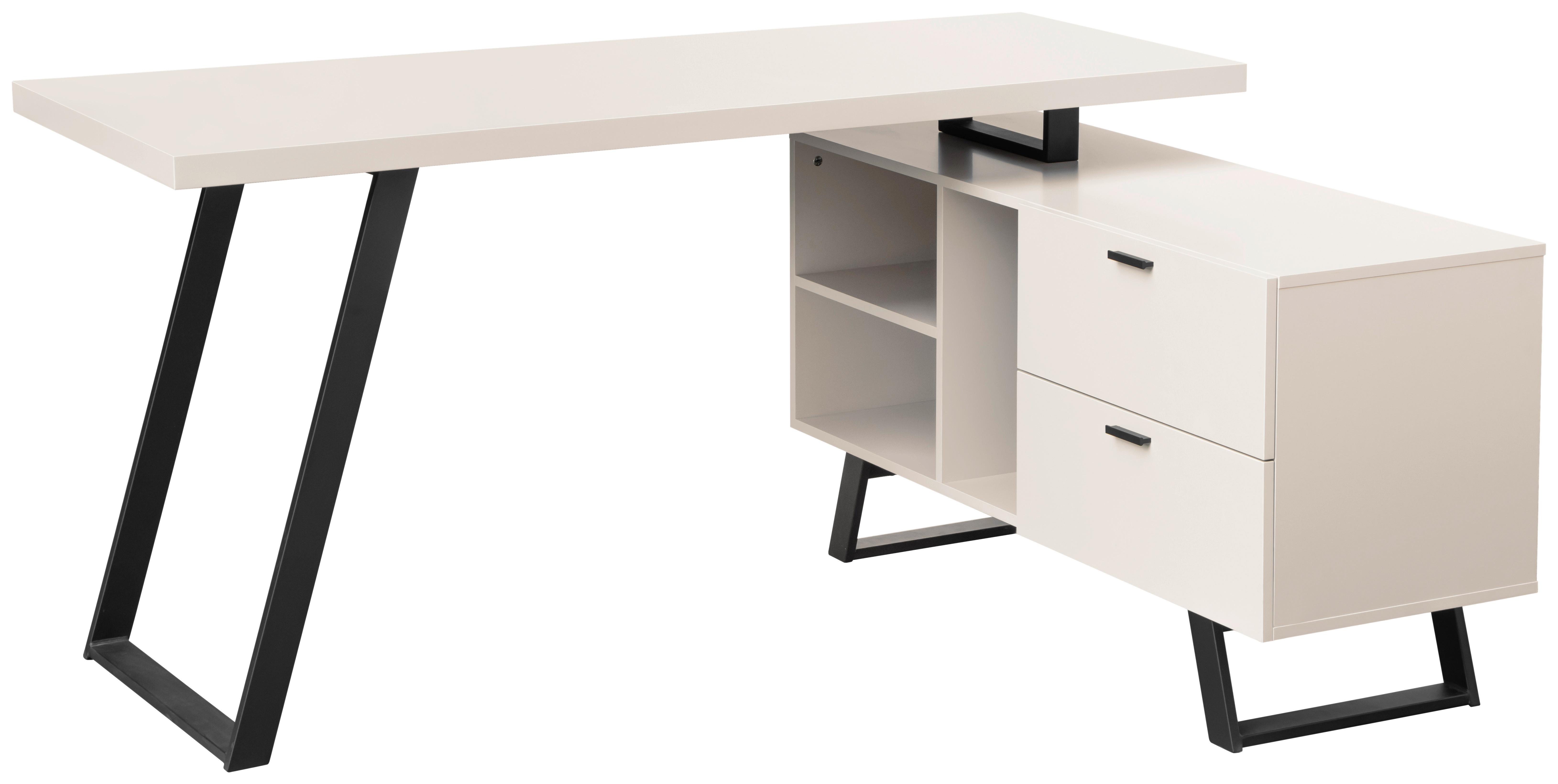 Eckschreibtisch Corinna Schwarz/Kaschmir L: 150 cm - Kaschmir/Schwarz, MODERN, Holzwerkstoff/Metall (150/120/75cm) - MID.YOU