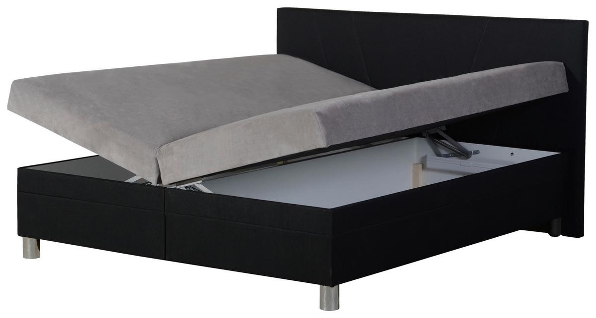Kárpitozott Ágy Ilona Eco 160/200cm - fekete/ezüstszínű, Modern, faalapú anyag/textil (160/200cm)