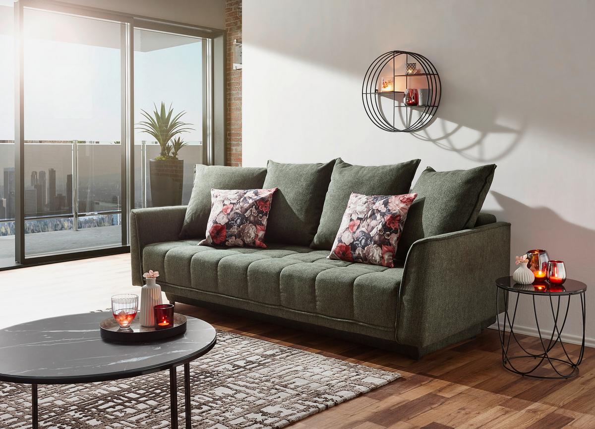 Schlafsofa Level - Schwarz/Grün, Design, Textil (235/70/108cm) - Livetastic