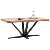 Jedálenský stôl akácia/kov 180x90cm - čierna/farba akácie, Modern, kov/drevo (180/76/90cm) - Zandiara