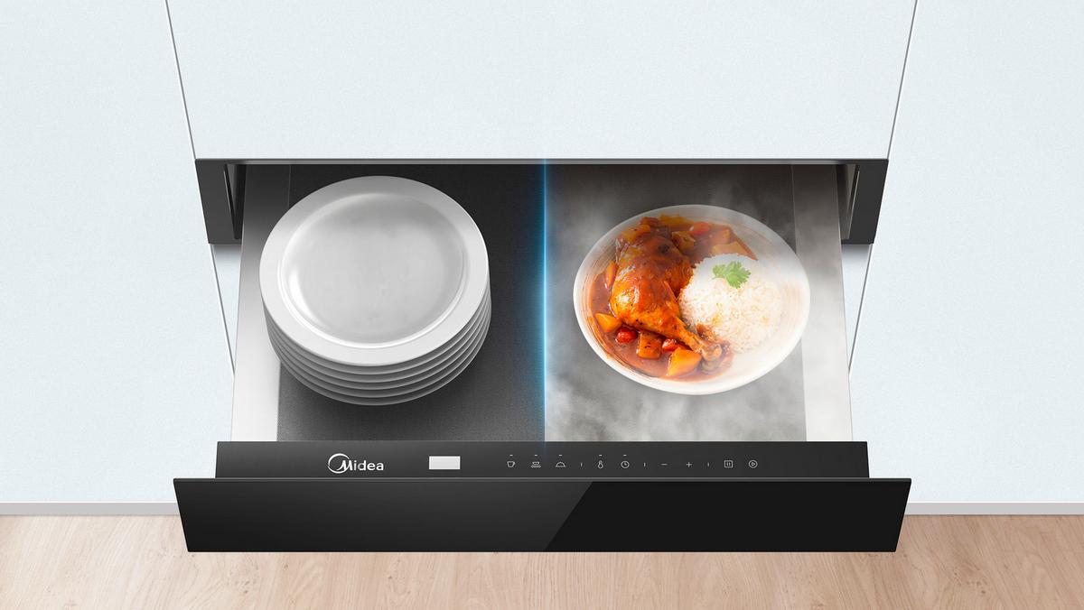 Wärmeschublade MWmtcn14j-Bk - Schwarz, MODERN, Glas (59.5/14.1/54.1cm) - Midea