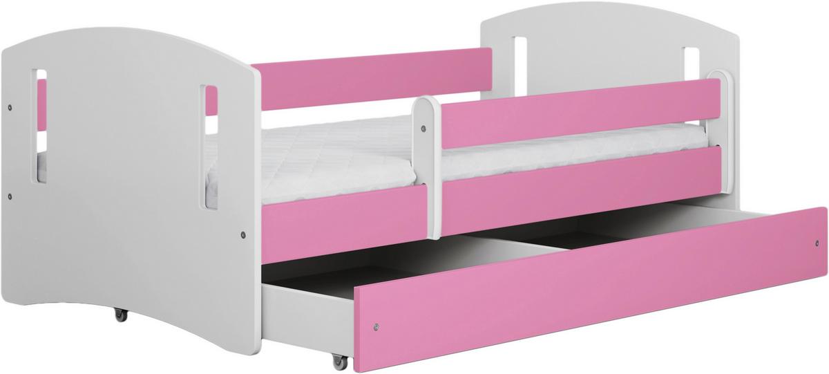 KINDER-/JUNIORBETT Classic Pink/Weiß 80x160cm - Pink/Birkefarben, MODERN, Holz/Holzwerkstoff (80/160cm) - MID.YOU